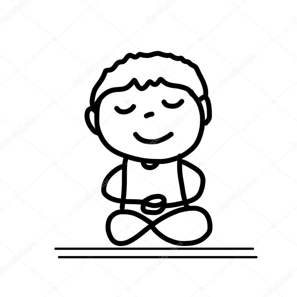 1024x1024 Hand Drawing Cartoon Meditation Stock Vector Atthameeni