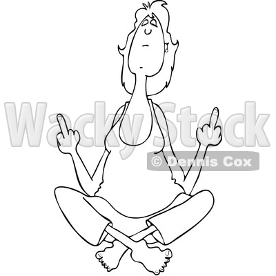 400x400 Graphic Of A Cartoon Black And White Lineart Woman In The Lotus