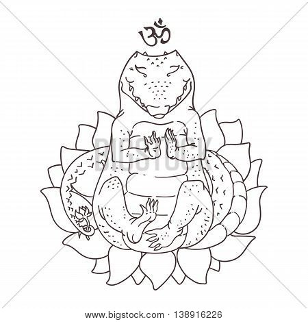 450x470 Meditating Alligator Drawing Vector Amp Photo Bigstock