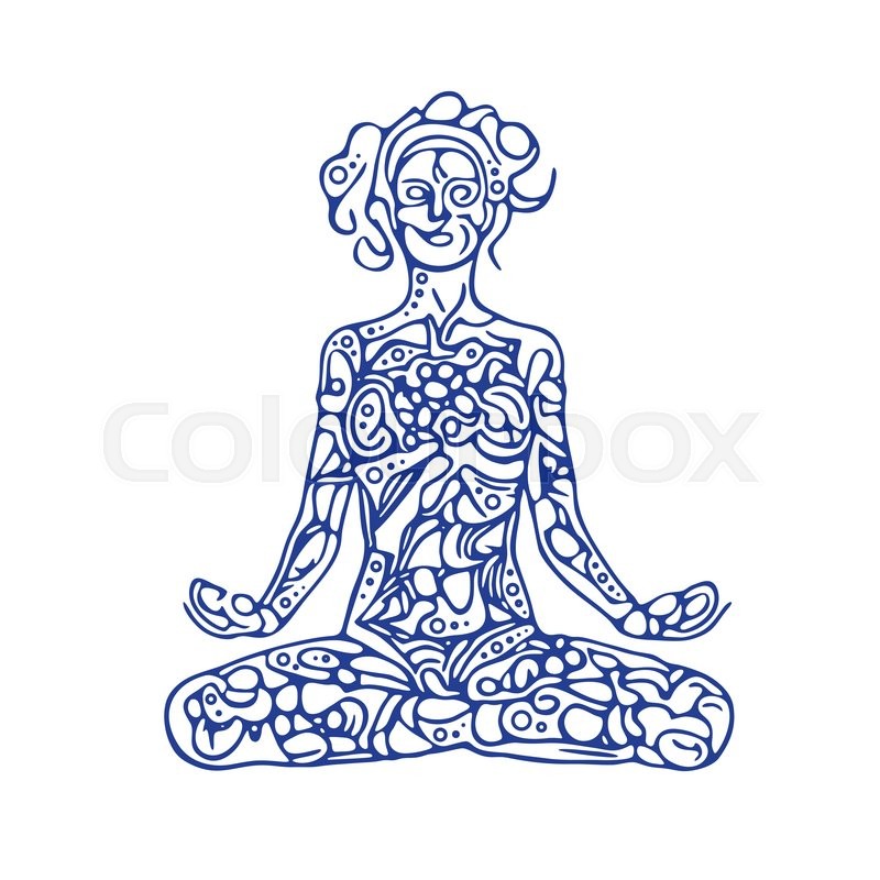 800x800 Meditating Woman Illustration. Abstract Woman Figure In Lotus Pose