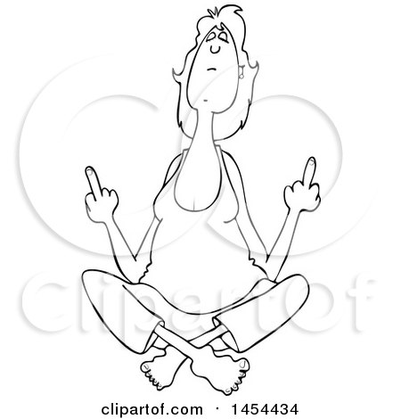450x470 Clipart Graphic Of A Cartoon Black And White Lineart Woman In