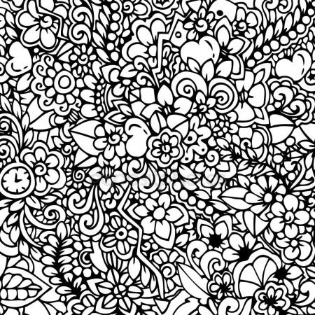 450x450 Vector Illustration Zen Tangle, Floral Background. Doodle Drawing