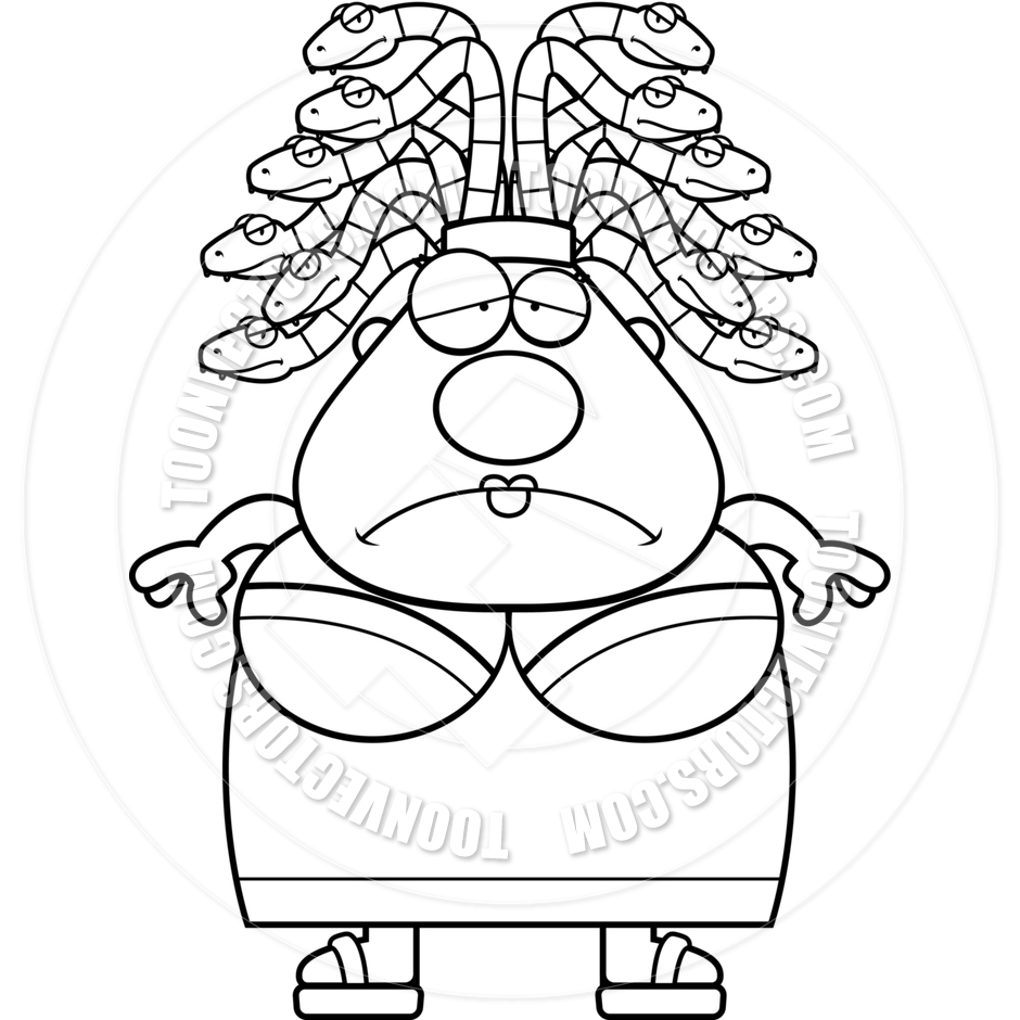 940x940 Cartoon Medusa Sad (Black And White Line Art) By Cory Thoman