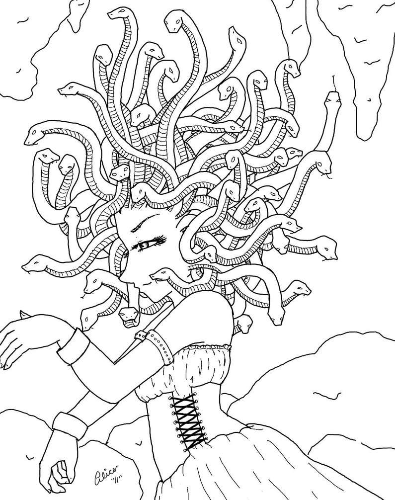 795x1006 Medusa Line Art Picture, Medusa Line Art Image