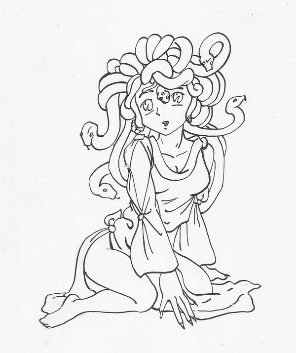 600x715 Medusa Lineart By Glyphbellchime