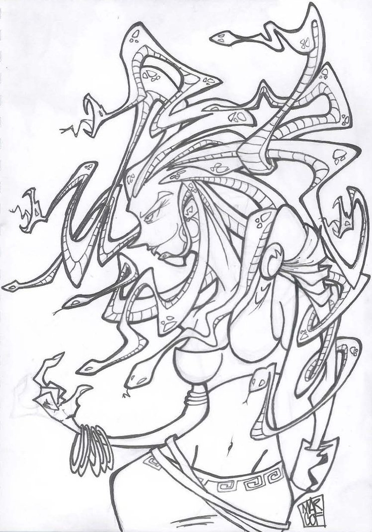 748x1069 Medusa Lineart By Marc0f