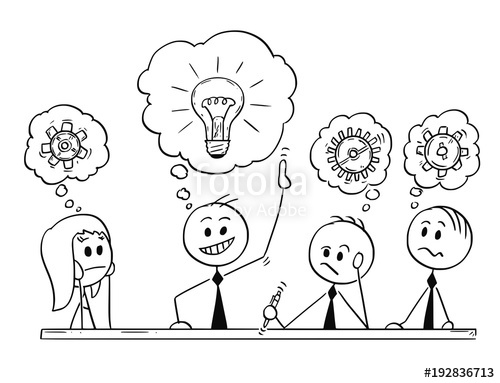 500x383 Cartoon Stick Man Drawing Conceptual Illustration Of Business Team