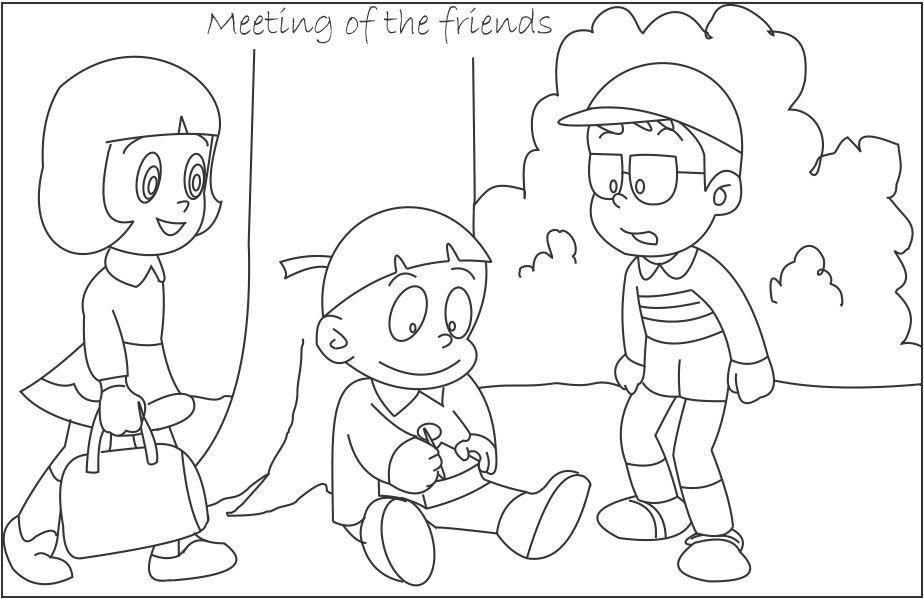 924x599 Meeting Of Friends Coloring Page For Kids
