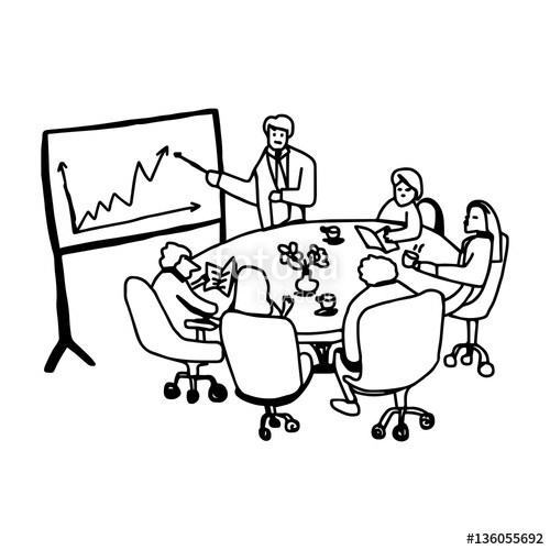 500x500 Vector Illustration Hand Drawn Sketch Of Meeting Business Seminar