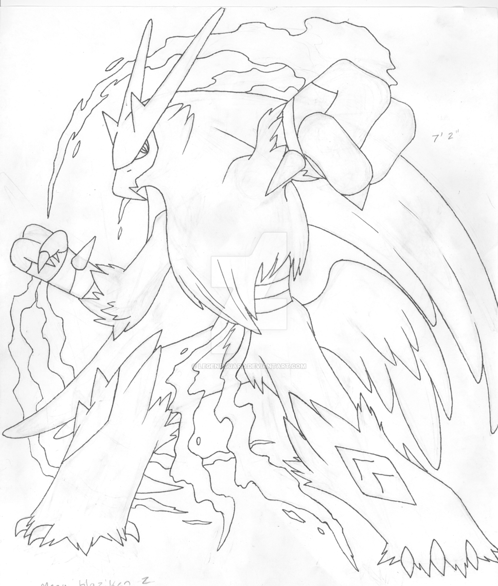 1024x1204 Mega Blaziken Z [Line Art] By Legendguard