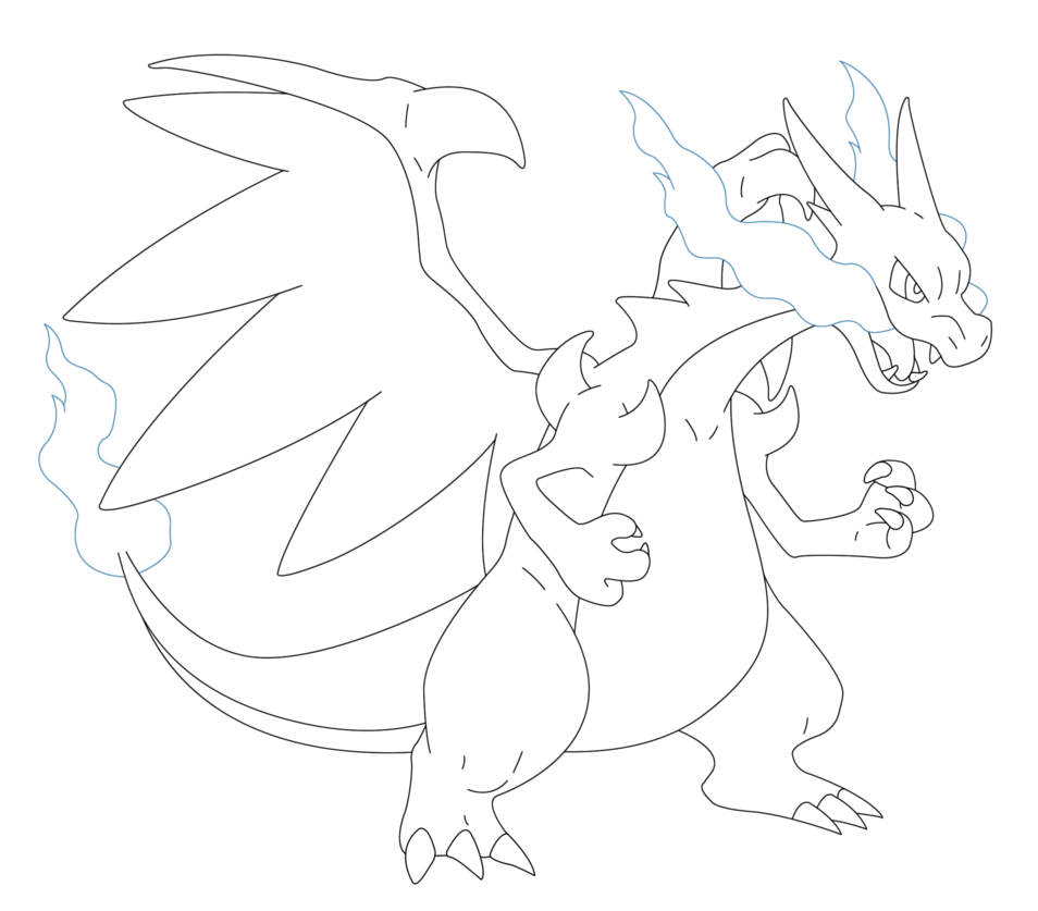 954x837 Mega Charizard X Sketch By Kyoto05