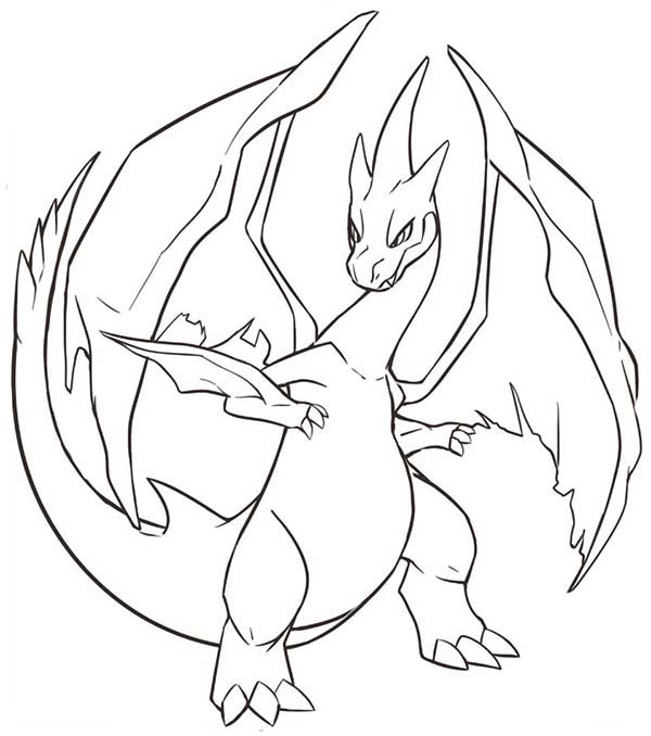 600x678 Mega Pokemon Charizard Coloring Page
