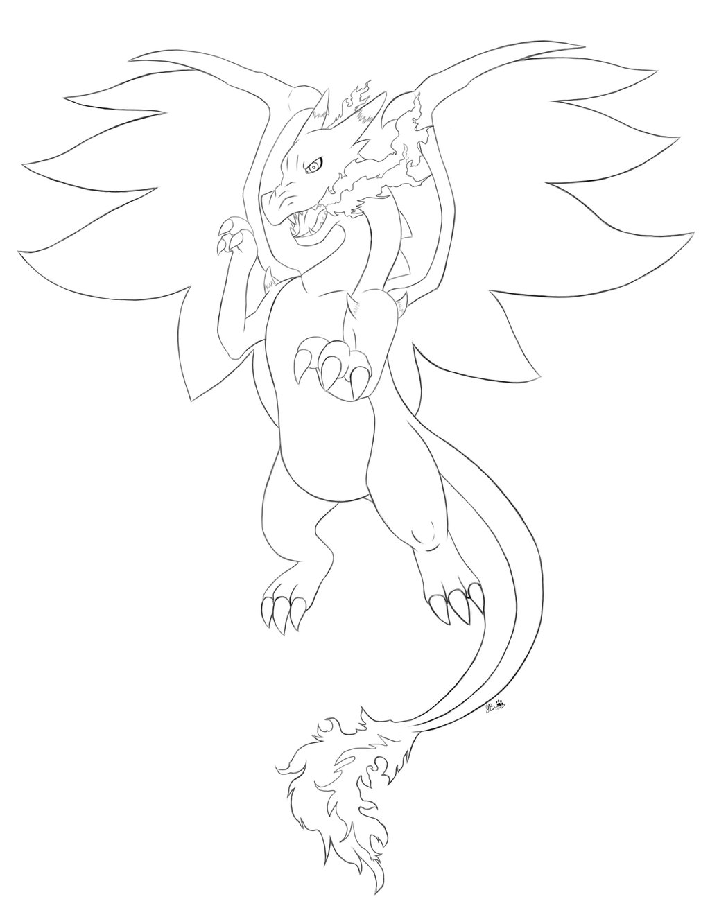 1024x1310 Mega Charizard X Free Line Art By Jbpaw