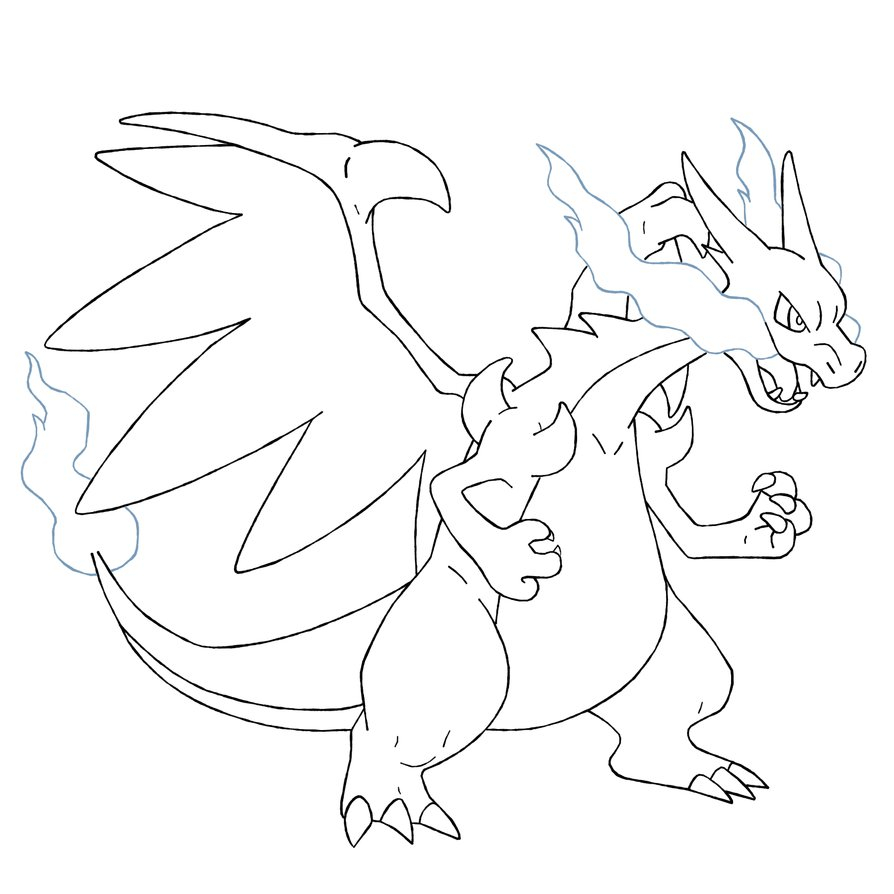 894x894 Mega Charizard X Drawing