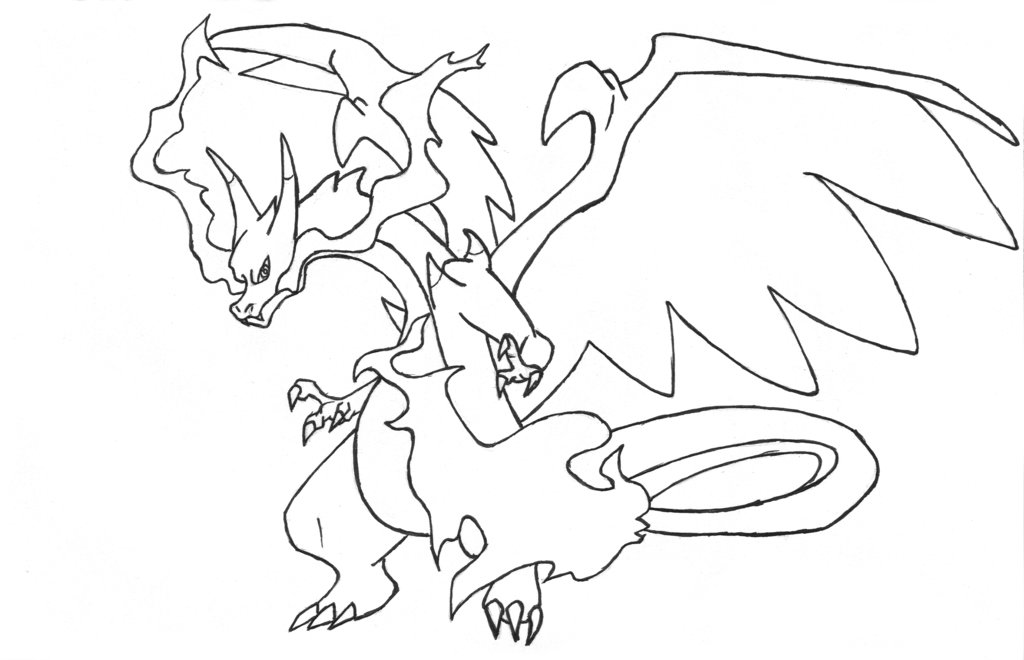 1024x660 Mega Charizard X Outline By Flamesazer