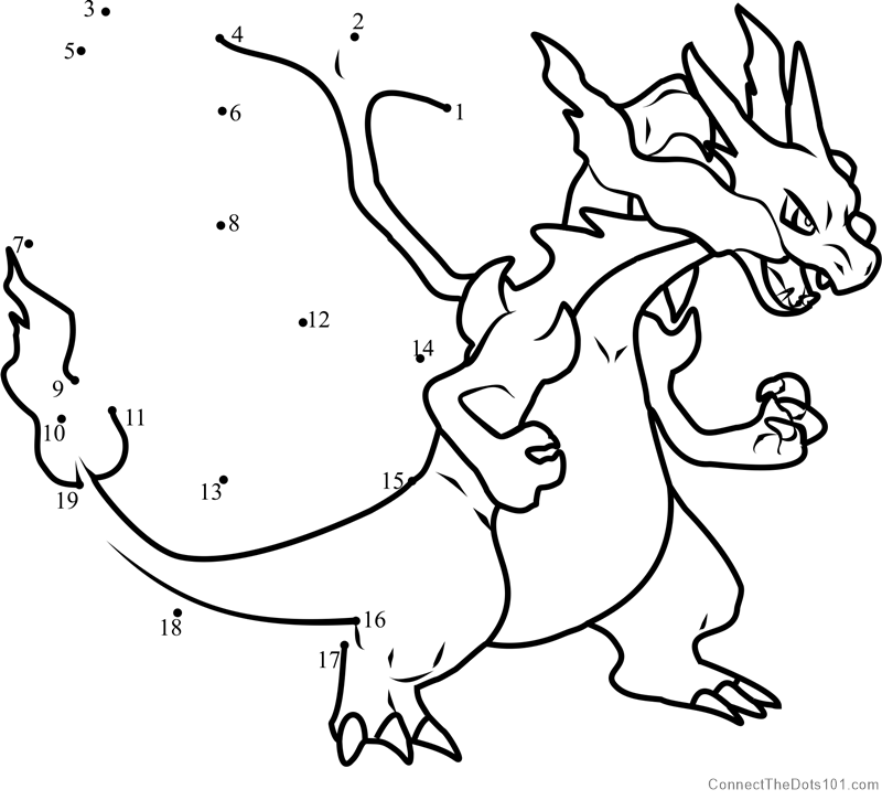 800x725 Pokemon Mega Charizard X Dot To Dot Printable Worksheet
