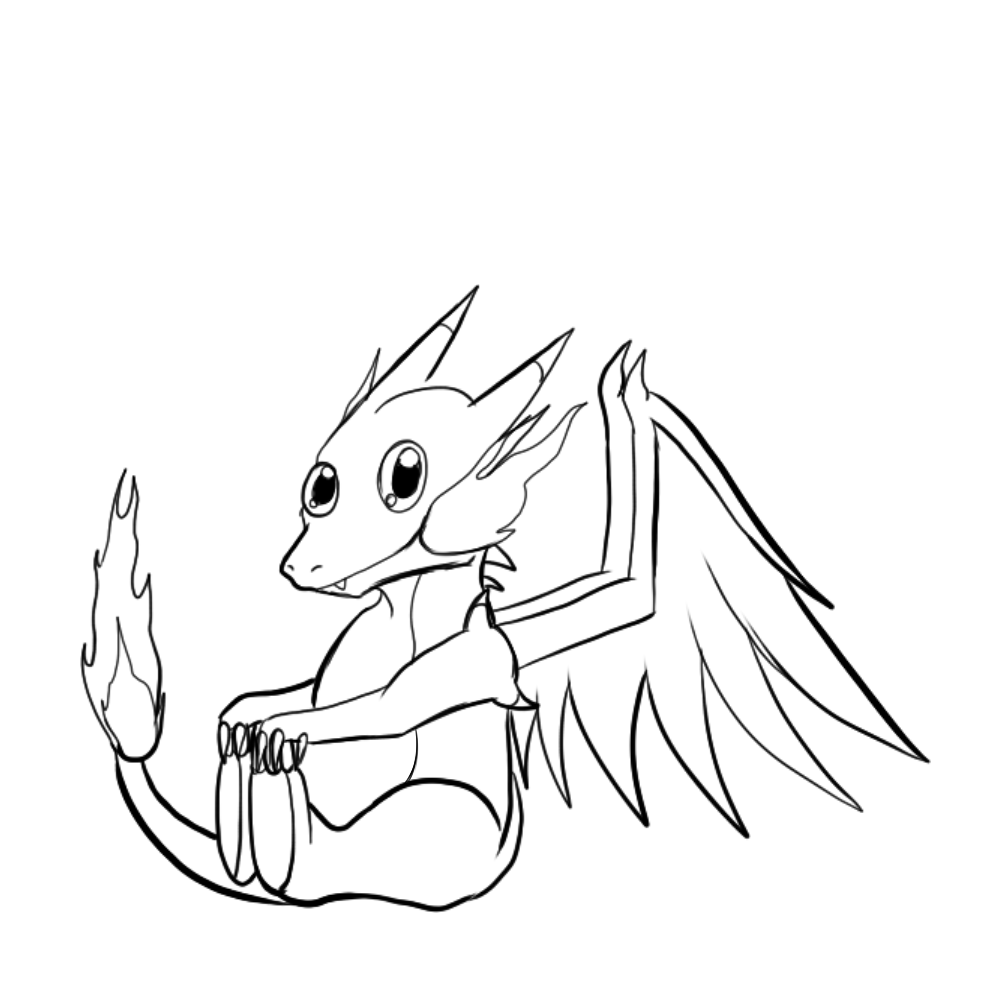 1000x1000 Chibi Mega Charizard X Lineart By Dragonfire1000