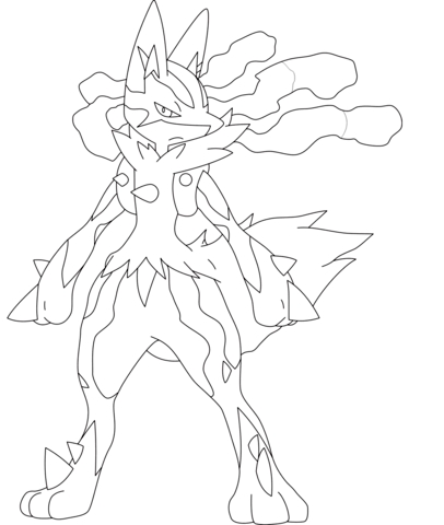 406x480 Mega Lucario Coloring Page