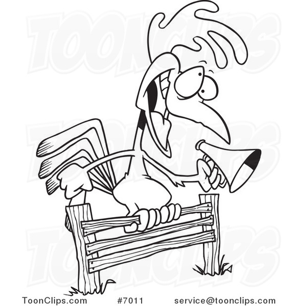 581x600 Cartoon Blacknd White Line Drawing Of Rooster Using