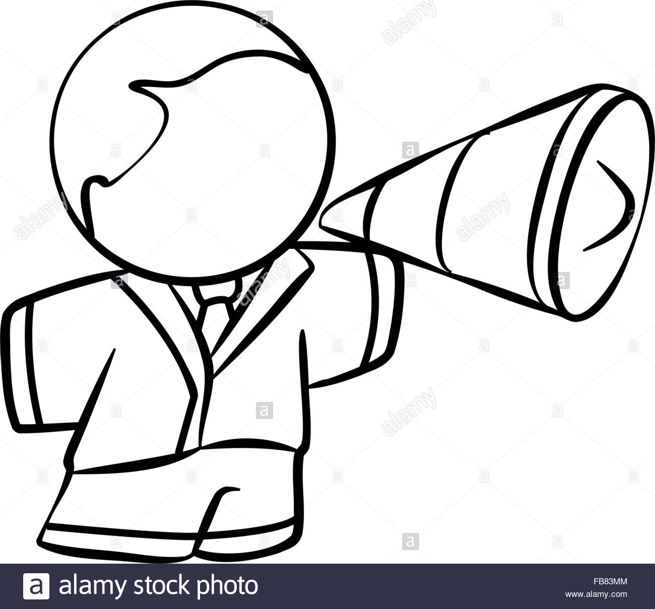 1300x1209 Line Drawing Of A Business Man With A Megaphone Stock Vector Art