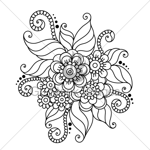500x500 Hand Drawn Abstract Henna Mehndi Flower Ornament Gl Stock Images