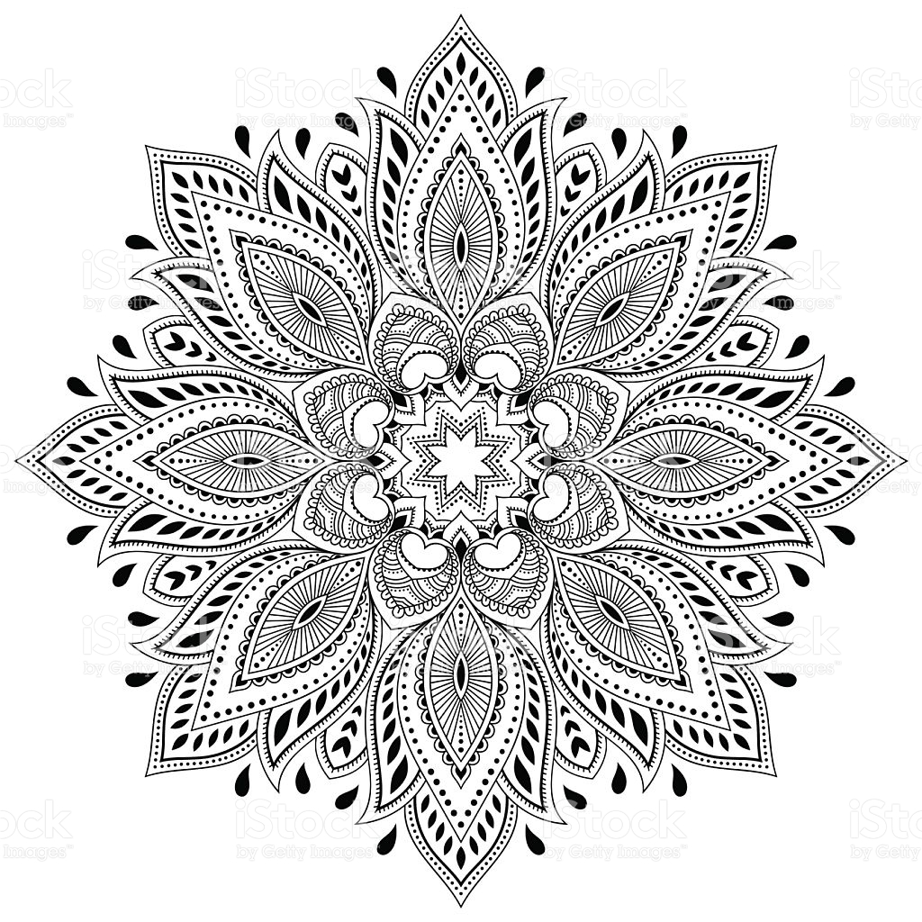 1024x1024 Henna Tattoo Mandala In Mehndi Style Pattern For Coloring Book