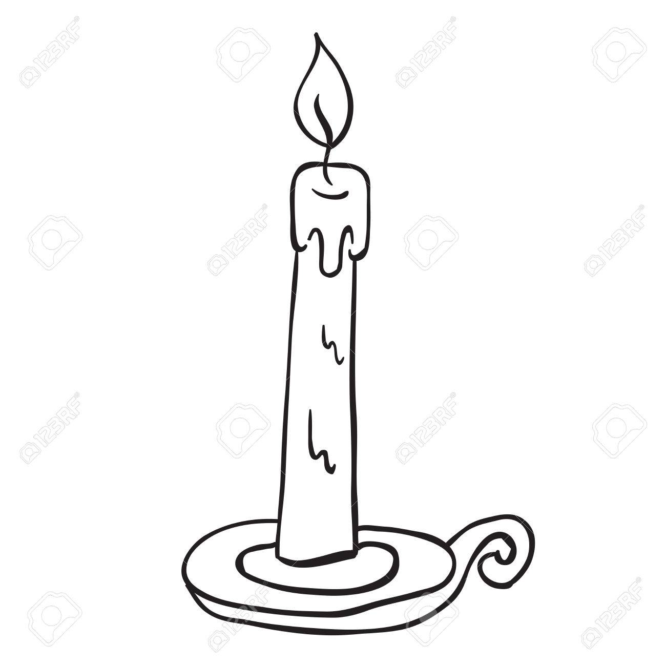 1300x1300 Simple Black And White Candle Cartoon Royalty Free Cliparts