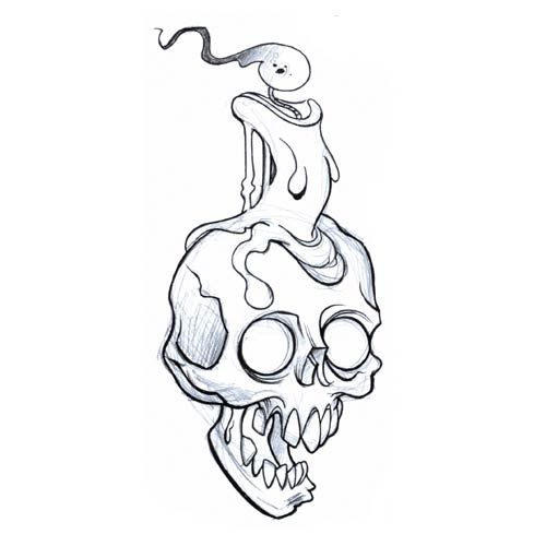 500x500 Melting Skull Sketch