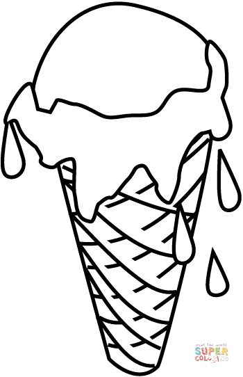 350x542 Ice Cream Melts In The Cone Coloring Page Free Printable
