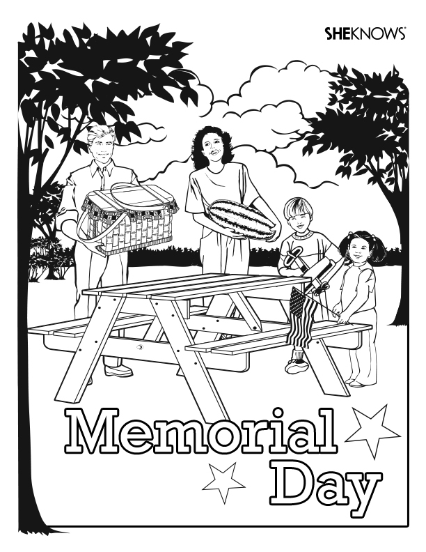 612x792 Memorial Day Picnic Coloring Page