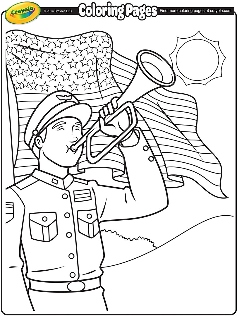 810x1080 Memorial Day Bugler Coloring Page