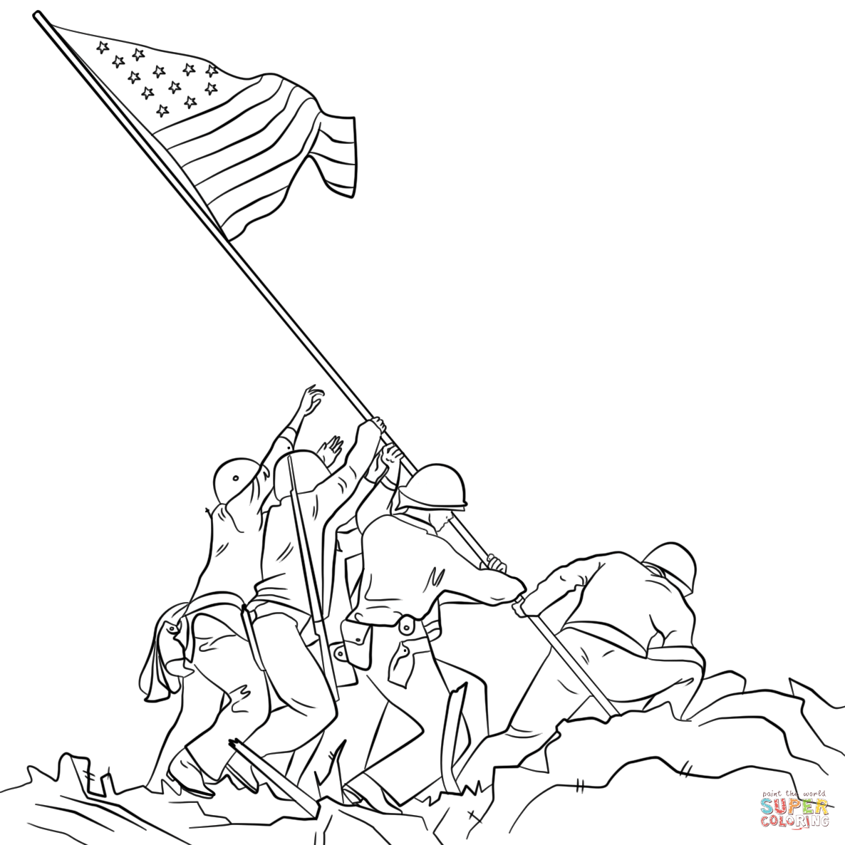 1186x1186 Raising The Flag On Iwo Jima Coloring Page Free Printable