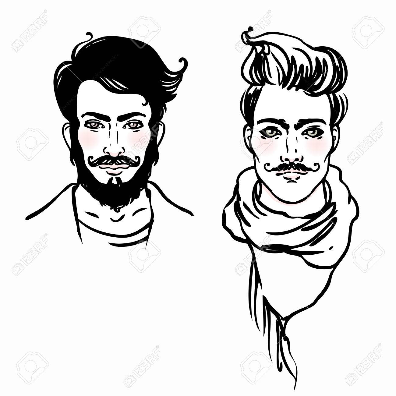 1300x1300 Hipster Style Trendy Fashion Men. Sketch Character Set Vector