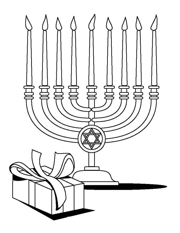 600x776 Full Lights Of Menorah On Passover Day Coloring Page