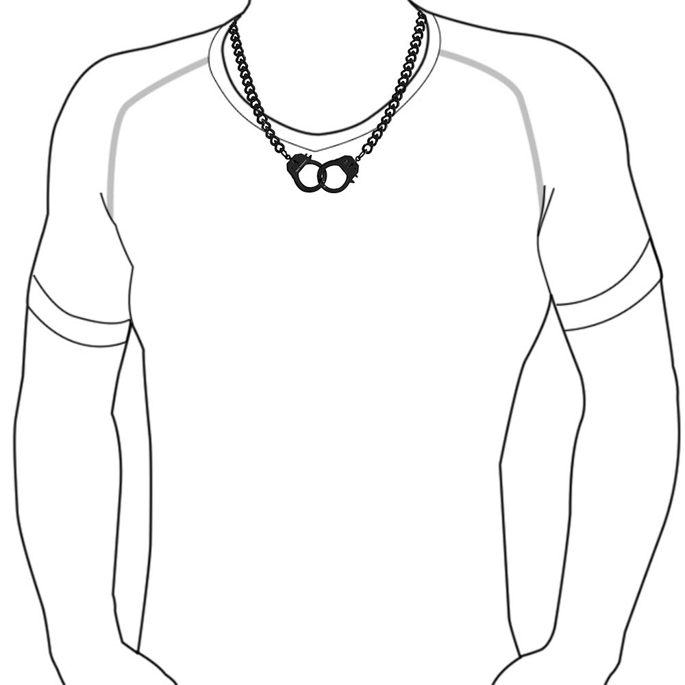 1000x1000 Mens Secret Shades Black Steel Handcuff Necklace 22in