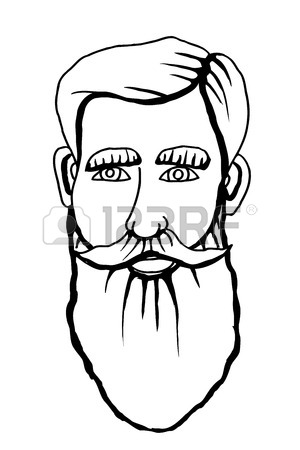 300x450 Vector Portrait Of Serious Bearded Man Wearing Round Shaped