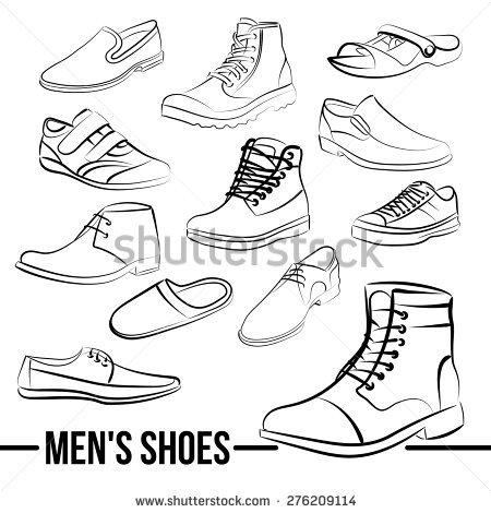 450x470 Vector Set Of Men's Shoes Painted Lines In Minimalist Style