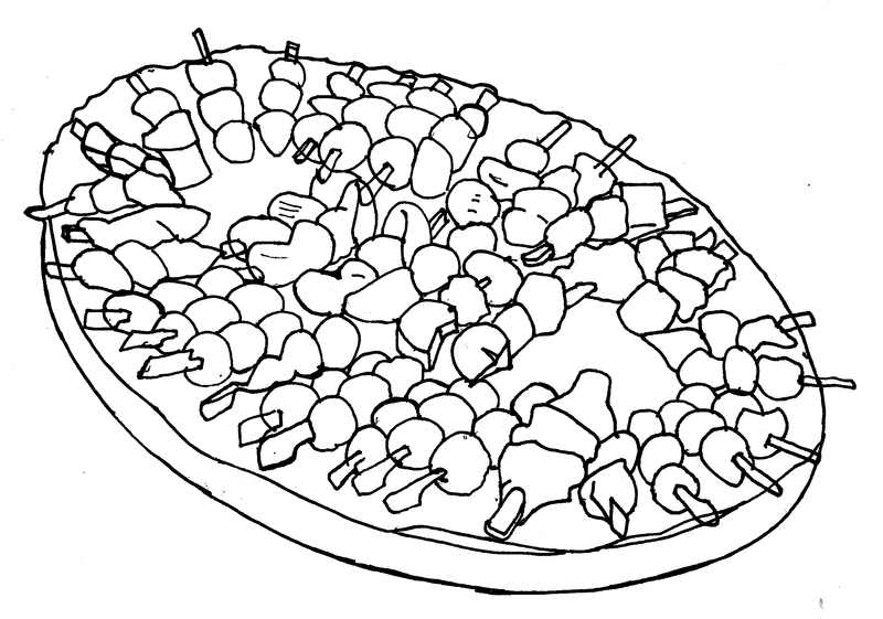 800x561 Tapas Food, Pen Drawing