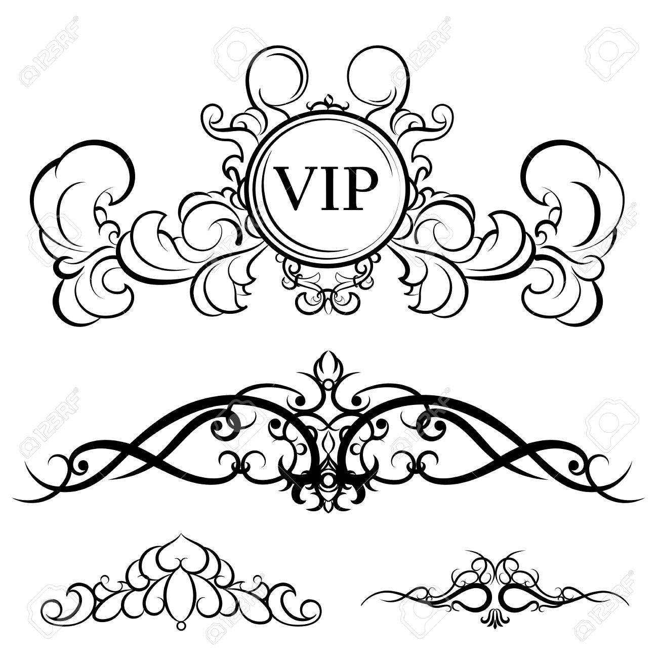 1300x1300 Vintage Set Decor Elements For Menu. Elegance Old Hand Drawing Set