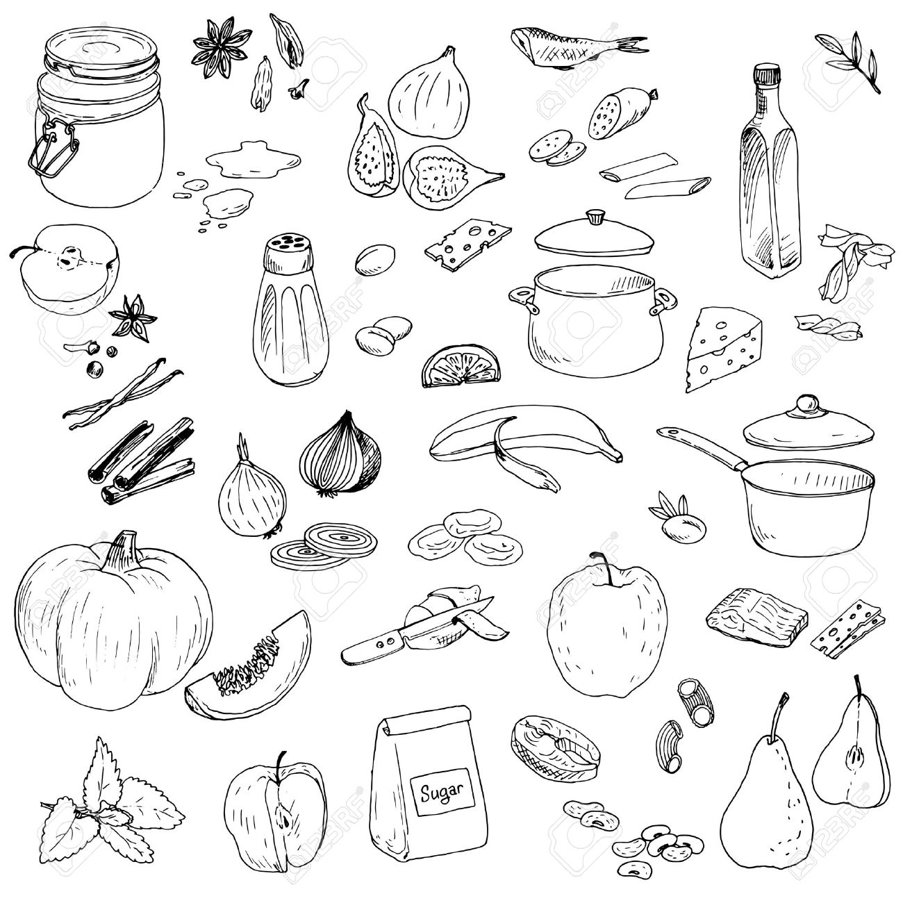1300x1300 Food Line Drawings Sketches Recipes Drawings, Food