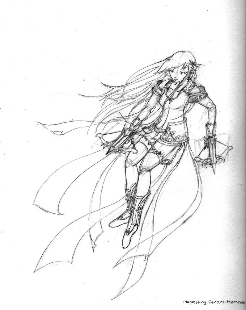 796x1004 Maplestory Mercedes Sketch By Lumisse