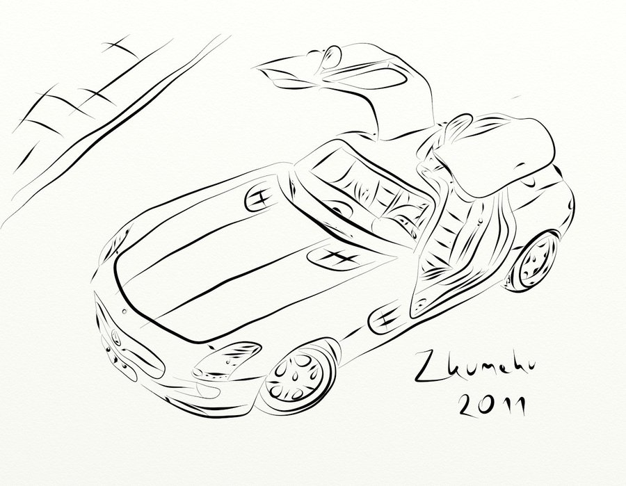 900x699 Mercedes Sls Drawing By Zkumeku