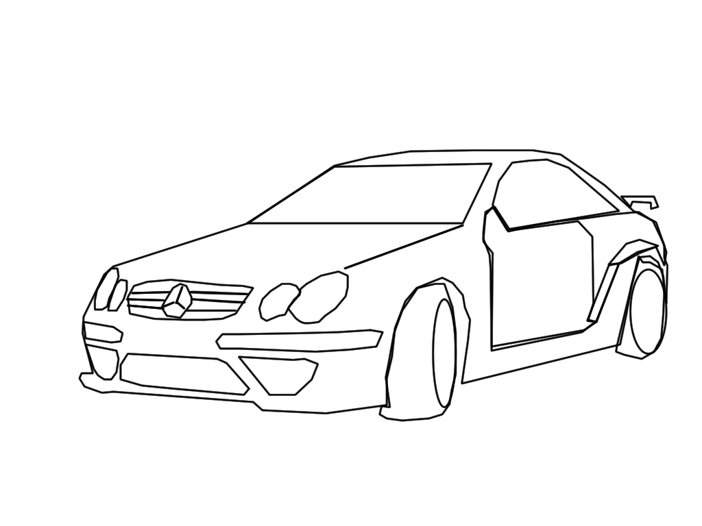 1024x768 Mercedes Clk Lineart By Googlememan