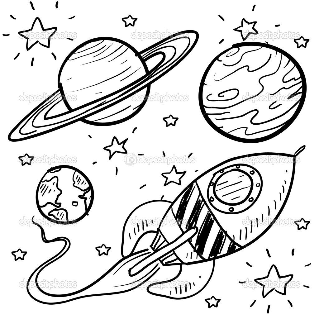 1024x1024 Planet Coloring Pages Planets Rocket Stars Outer Space