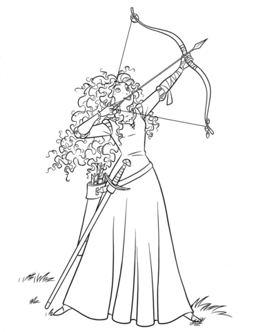 368x480 Merida Shoots For Her Own Hand Coloring Page Free Printable