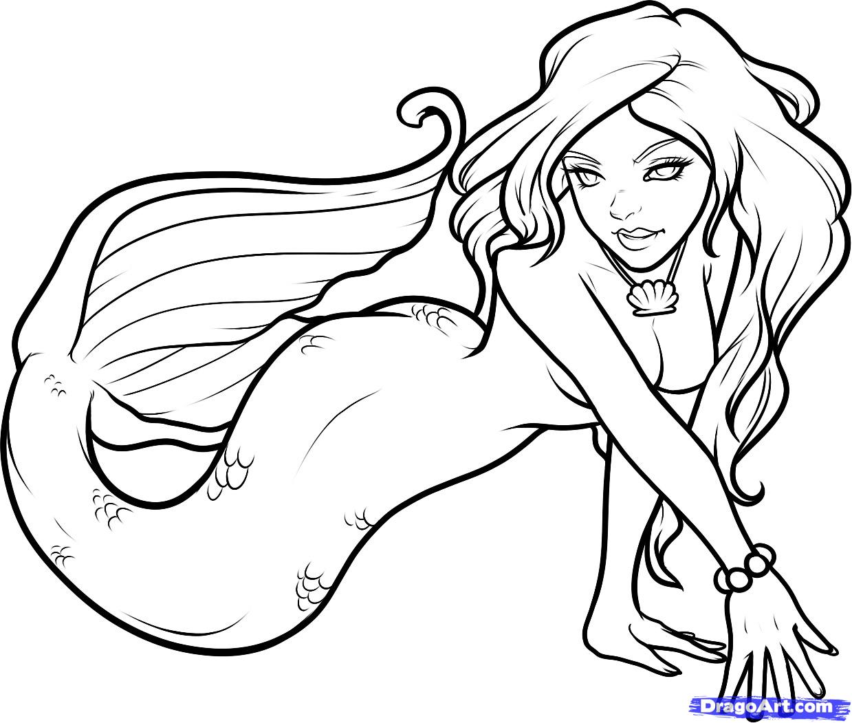 1239x1051 How To Draw A Mermaid Girl, Mermaid Girl Step 10 Draw