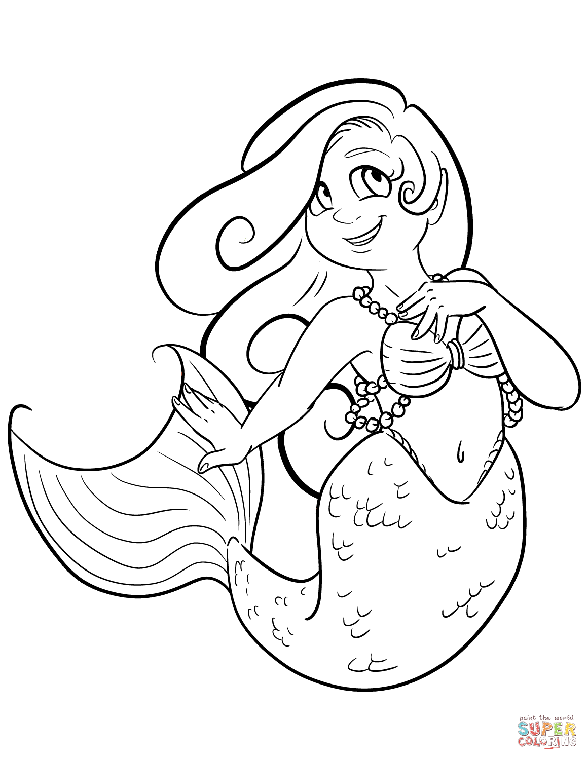 1160x1500 Cartoon Mermaid Coloring Page Free Printable Coloring Pages