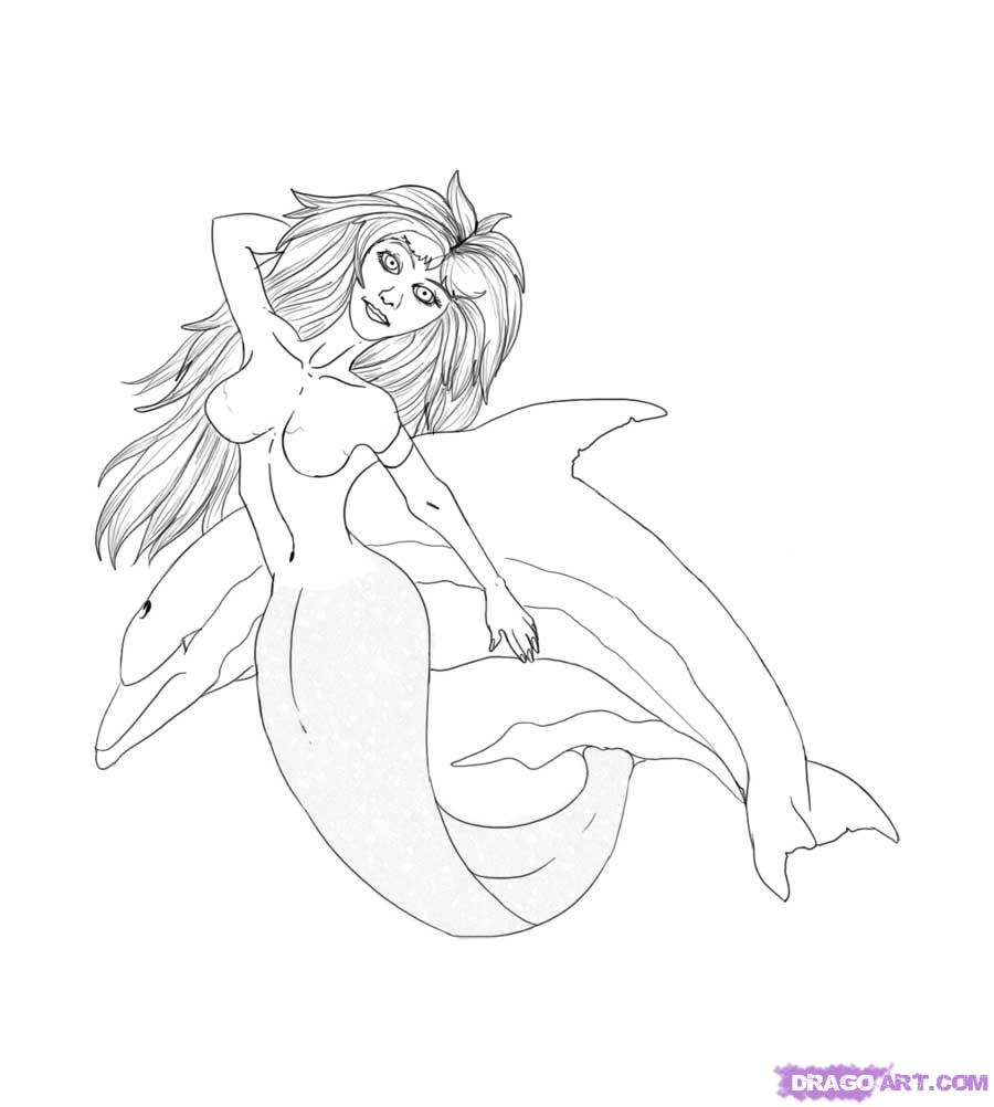 900x1002 A Drawing Of A Mermaid How To Draw A Mermaid, Step By Step