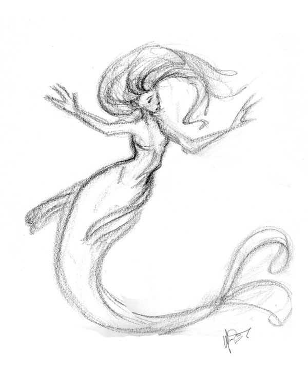 600x727 Mermaid Tattoo Drawing