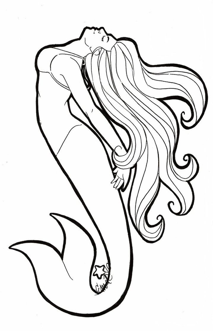 718x1112 Simple Mermaid Drawing Simple Little Mermaid Drawings